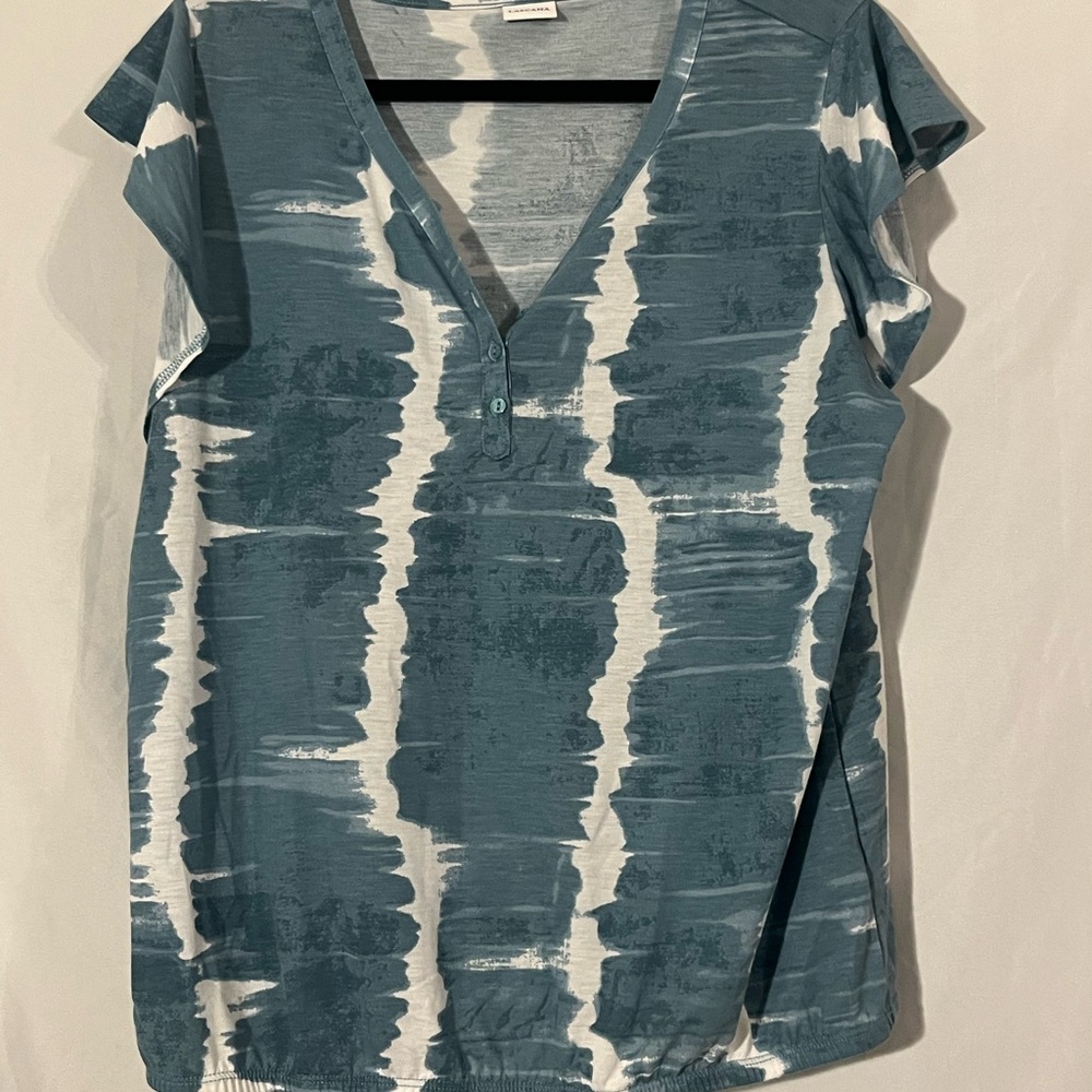 EUC Stylish Blue and White Women's Top